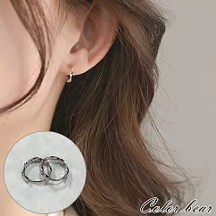 【卡樂熊】S925銀針簡約循環造型耳環/耳扣(三色)─ 銀色