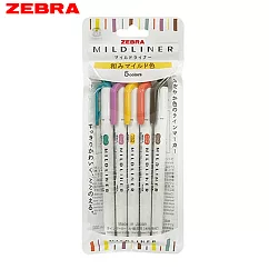 ZEBRA MILDLINER 雙頭柔性螢光筆袋裝5色組 和風系