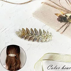 【卡樂熊】森系羽毛葉片造型彈簧夾/髮夾(兩色)─ 金色