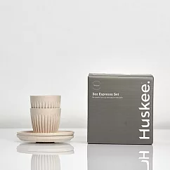 【Huskee】澳洲 咖啡豆殼環保杯盤組 3oz/ 90ml (2入) 燕麥色