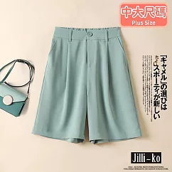 【Jilli~ko】夏季時尚百搭寬鬆高腰西裝短褲 L─XL J10268 L 淺綠色