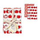 【日本Habituel】居家萬用擦拭 純棉布巾2入組 ‧ 小花+蘋果(紅)