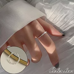 【卡樂熊】S925銀韓系紋理質感可調節造型戒指飾品─ 銀色