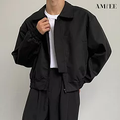 【AMIEE】率性百搭質感短版夾克外套(男裝/2色/M─2XL/KDCY─JK33) M 黑色