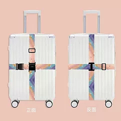 [BabyCosmos] 設計印花十字行李箱綁帶─密碼鎖 ─ 彩色星河