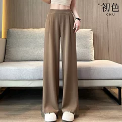 【初色】秋季寬鬆垂墜感高腰直筒長褲-共3色-31528(M-2XL可選) M 卡其