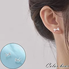 【卡樂熊】S925銀簡約迷你立體結造型耳環/耳針─ 立體結