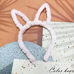 【卡樂熊】暖暖法蘭絨兔子耳朵造型髮箍(三色)─ 粉色