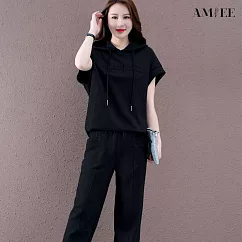 【AMIEE】潮款新穎時尚2件套裝(KDAY─216) M 黑色