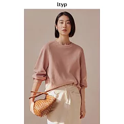 ltyp旅途原品 時尚分割剪裁通勤上衣 春季休閒百搭寬鬆圓領衛衣女 ML M 藕粉色