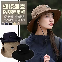 【EZlife】薄款防水速乾大帽簷漁夫帽(男女適用) 深卡其