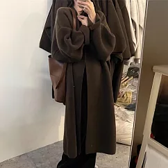 【MsMore】 韓版長款過膝毛衣外套寬鬆慵懶風軟糯針織長袖長版# 123416 FREE 咖色