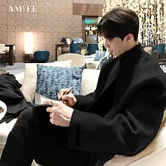 【AMIEE】韓流型男立領毛呢飛行外套(男裝/雅痞/KDCQ-Z29) XL 黑