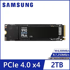 【SAMSUNG 三星】SSD 990 Evo Plus PCIe 4.0 NVMe M.2 2TB固態硬碟(MZ-V9S2T0BW)公司貨