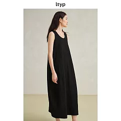 ltyp旅途原品 樹皮皺立體分割背心裙時尚文藝休閒高級連衣裙女春 M L M 經典黑