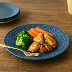 【日本Yamani】美濃燒|靜謐小花 陶瓷淺盤16.7cm ‧ 藍