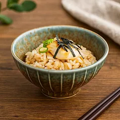 【日本Kakuni】縞一珍 窯燒陶瓷飯碗290ml ‧ 青炎