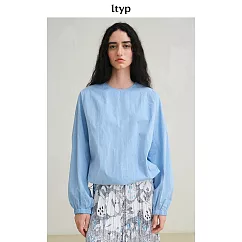 ltyp旅途原品 色織100%匹馬棉小衫 極簡休閒大碼上衣女 M L M 海鹽藍
