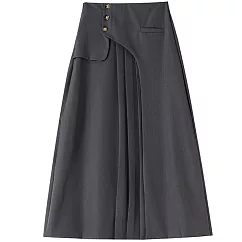 【MsMore】 西裝百褶高腰顯瘦小個子A字長西裝裙# 126806 M 黑色