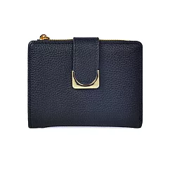 【HandStyle】女短夾 輕奢荔枝紋金色扣環典雅女用短夾(61065) _黑色