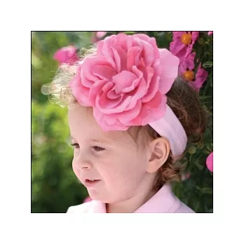 美國Gigis手工花朵髮帶，繽紛又時尚，0-2歲-Rosey Headband - Pink with Pink Rose！