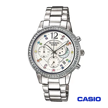 【CASIO卡西歐】月亮星辰女性俏麗腕錶 SHE-5018D-7A