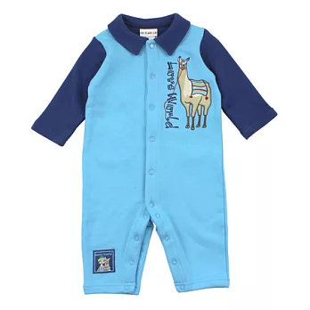 【愛的世界】LOVE WORLD 純棉壓扣長袖衣連褲/6個月1歲-台灣製-6M深藍色