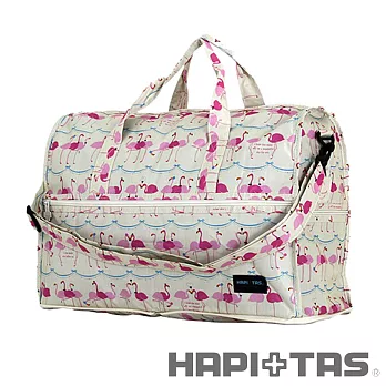 HAPI+TAS 佛朗明哥鳥摺疊旅行袋(小)-米色