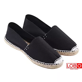 【LOBO】西班牙百年品牌Plana手工草編平底鞋-黑色白線 情侶男/女款35黑色白線