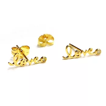 Shy by Sydney Evan LOVE 鑲鑽字母金耳環 925純銀鍍14K金