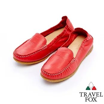 Travel Fox 柔軟皮革鬆緊帶舒適鞋915315-04-35紅色