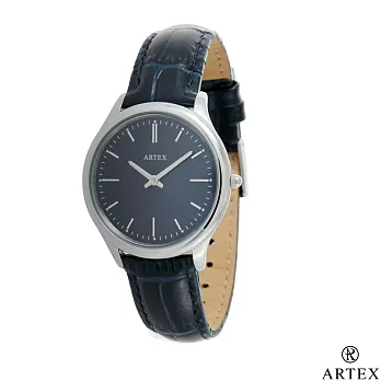 ARTEX 5605真皮手錶-寶藍/銀33mm