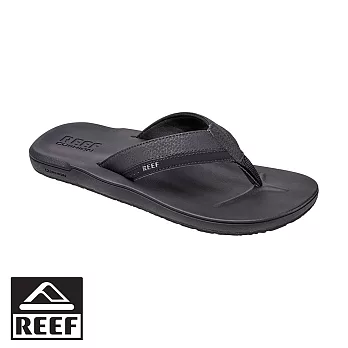 REEF 超乎想像柔軟鞋床高科技皮織帶男款人字拖 . 黑8黑