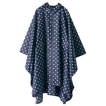 日本KIU 空氣感雨衣/親子雨披/防水斗篷 騎車露營必備 附收納袋(男女適用) 29028 藍底白點
