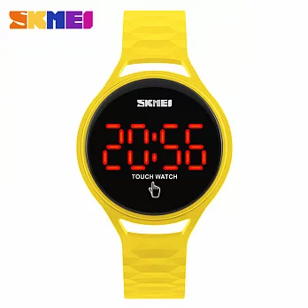 SKMEI 時刻美 1230 觸控繽紛糖果色簡約圓錶面電子錶 - 黃色