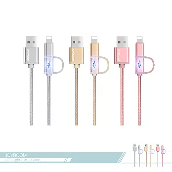 JOYROOM機樂堂 閃電快充2.4A 二合一數據傳輸線(S503) iPhone及各廠牌Micro USB適用金色