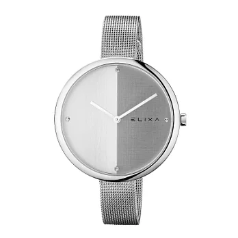 ELIXA 瑞士精品手錶 Beauty時尚雙色錶盤米蘭帶系列 灰銀色40mm