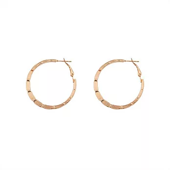 Snatch 4cm壓紋小節圈圈耳環 - 玫瑰金 / 4cm Embossed Hoop Earrings - Rose Gold