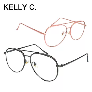 【KEL MODE】復古潮流裝飾大框金屬光學眼鏡(#5561)粉紅色
