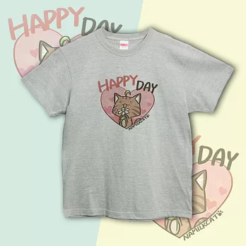【kuroi-T】Heart L happyday 日本United Athle純棉柔感 中性T恤S灰色