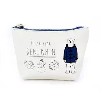 BENJAMIN北極熊化妝包 藍外套