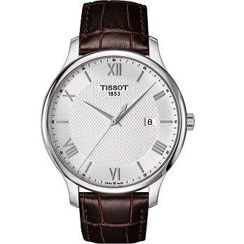 TISSOT 天梭 羅馬王宮經典大三針時尚優質腕錶-銀色+咖啡/42mm-T0636101603800