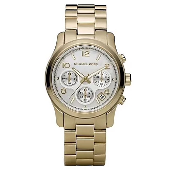 Michael Kors 自由城市美式風格計時腕錶-金色鋼帶-MK5305
