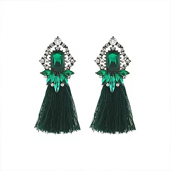 Snatch 寶鑽禮花流蘇耳環 - 奢華森綠 / Gem&Diamond Flora Tassel Earrings - Luxury Green