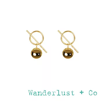 Wanderlust+Co 澳洲品牌 圈圈平衡骨耳環 金色立體圓球耳環 AURA