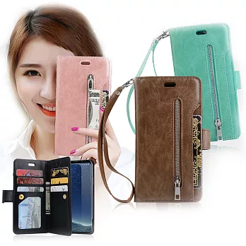 VXTRA 法式香榭 三星Samsung Galaxy S9 多層次皮夾 錢包手機皮套玫瑰金