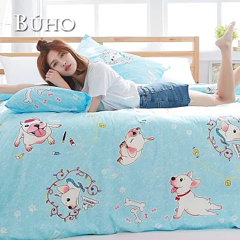 BUHO《萌宅汪星》雙人加大四件式精梳純棉床包被套組