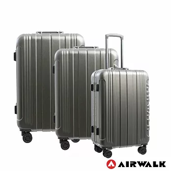AIRWALK - 金屬森林木絲鋁框復古壓扣行李箱ABS+PC鋁框箱3件組-共2色碳鑽灰