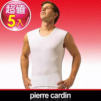 【Pierre Cardin皮爾卡登】新機能吸汗透氣無袖U領衫-台灣製造 (5入組)M白色