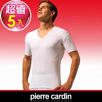 【Pierre Cardin皮爾卡登】新機能吸汗透氣U領短袖衫-台灣製造 (5入組)M白色